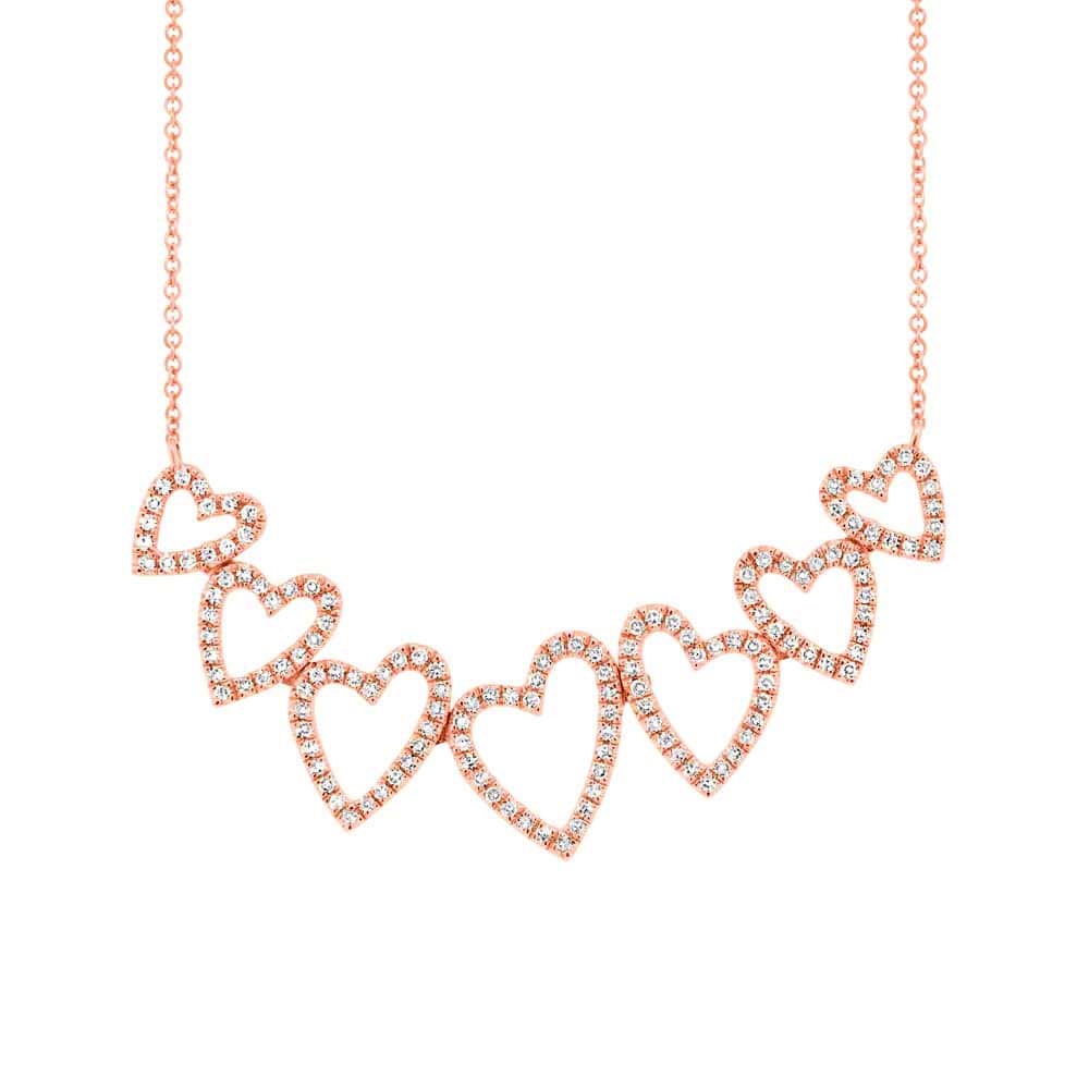 0.33ct 14k Rose Gold Diamond Hearts Pendant Necklace