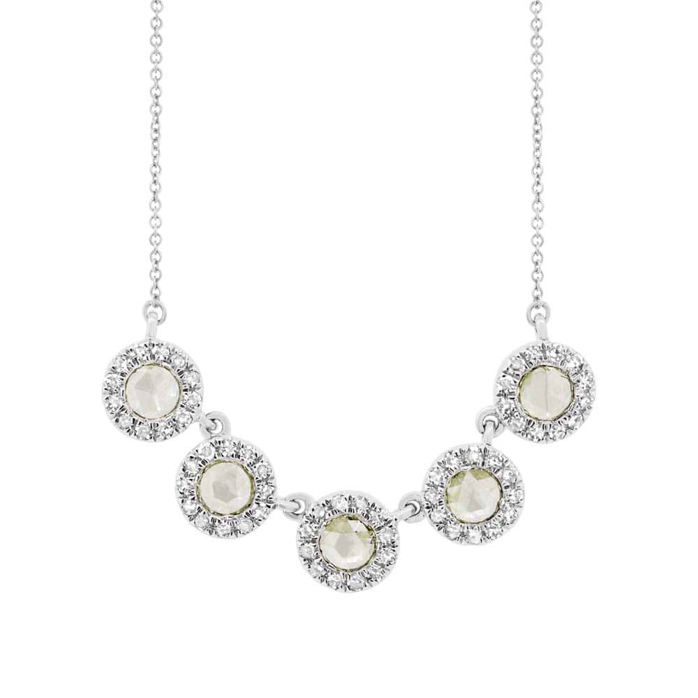 0.36ct 14k White Gold Diamond Rose Cut Necklace