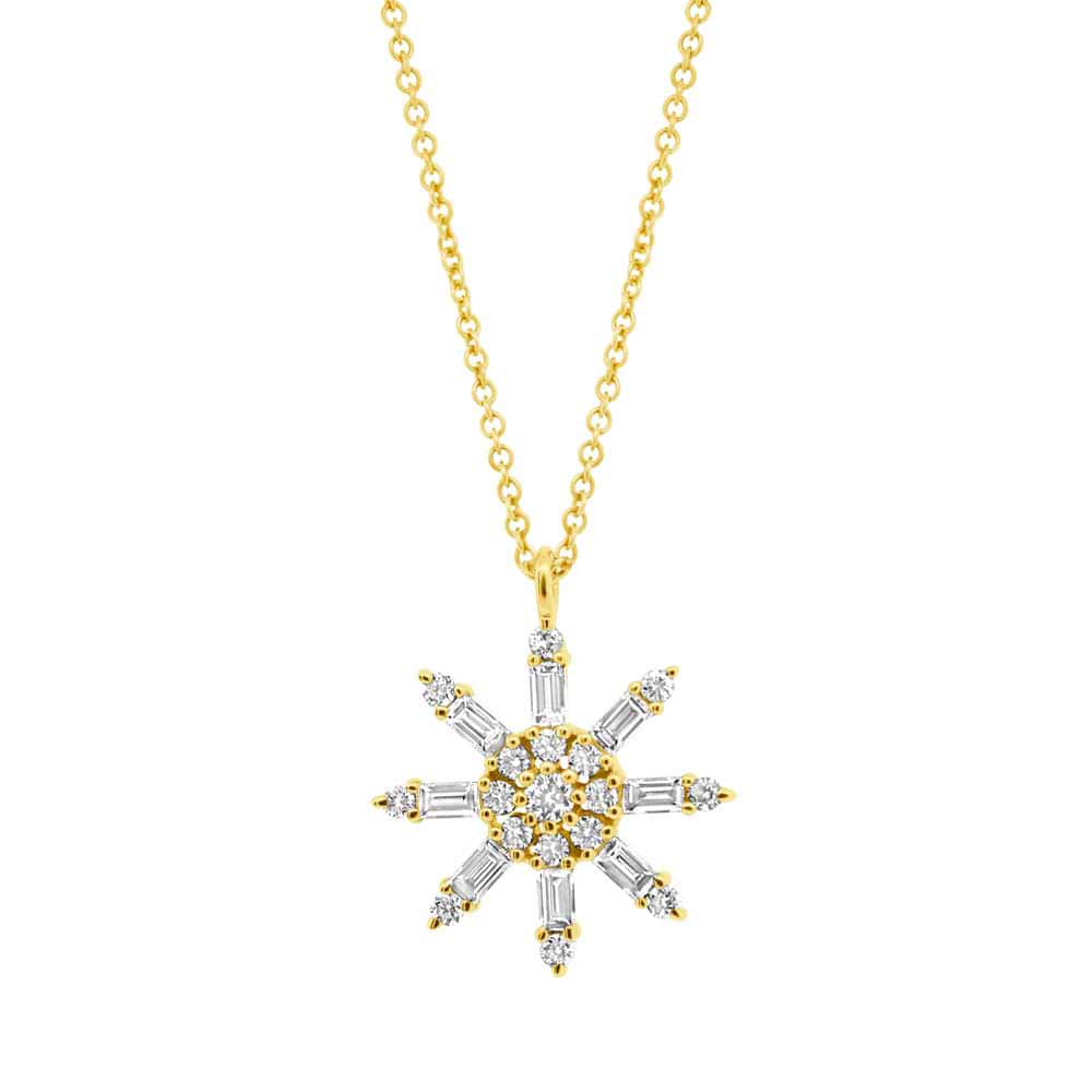 0.33ct 14k Yellow Gold Diamond Baguette Necklace