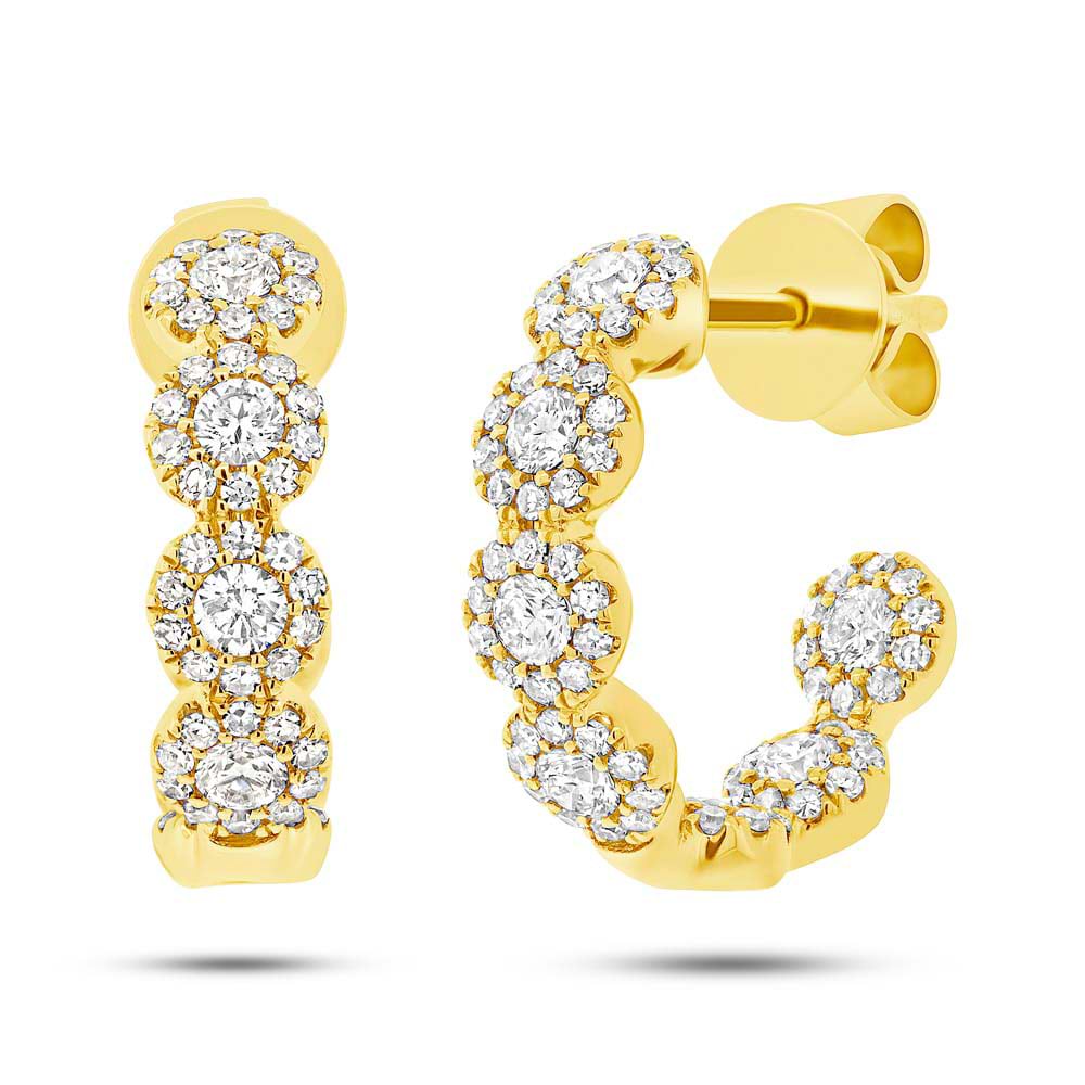 0.90ct 14k Yellow Gold Diamond Hoop Earrings
