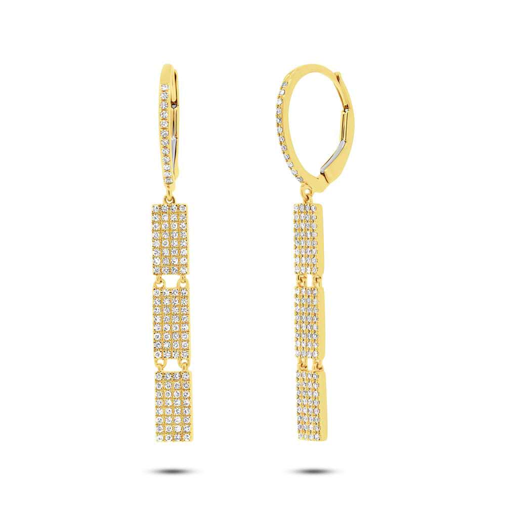 0.49ct 14k Yellow Gold Diamond Pave Earrings