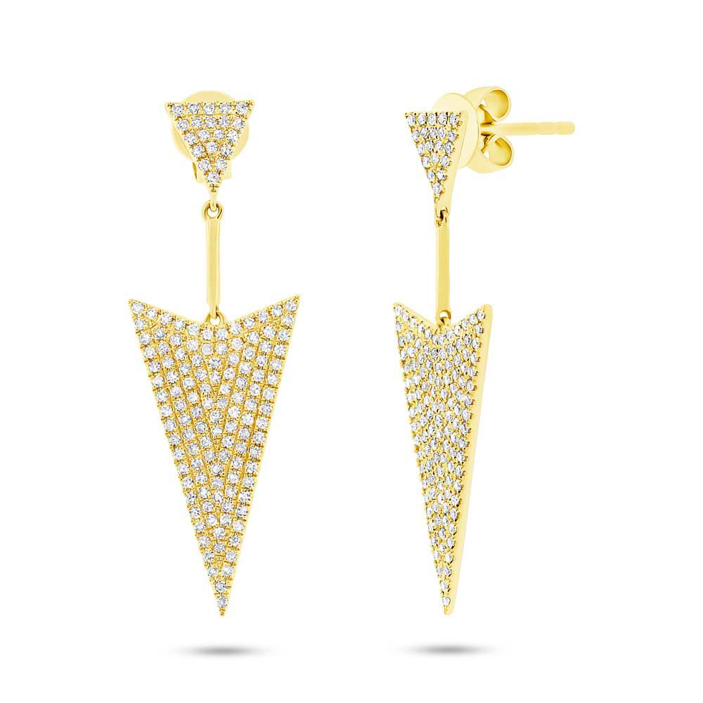 0.60ct 14k Yellow Gold Diamond Pave Earrings