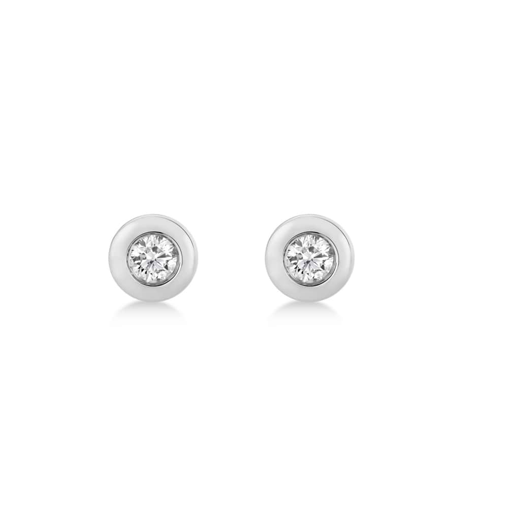 Diamond Bezel Stud Earrings 14k White Gold (0.22ct)