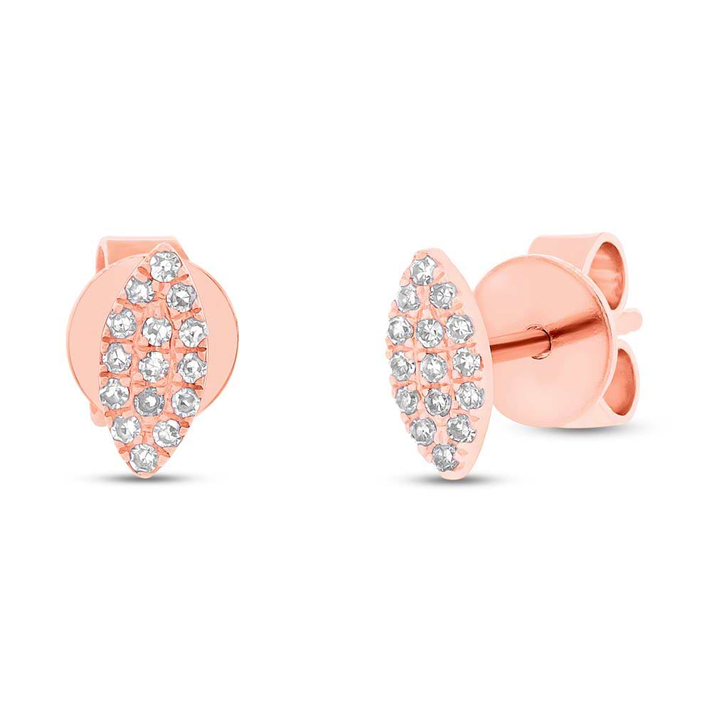 0.07ct 14k Rose Gold Diamond Pave Stud Earrings
