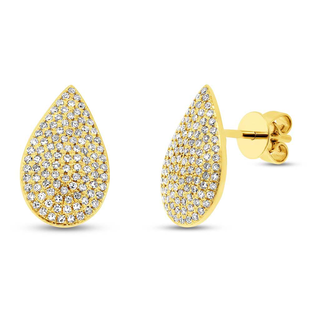 0.44ct 14k Yellow Gold Diamond Pave Earrings