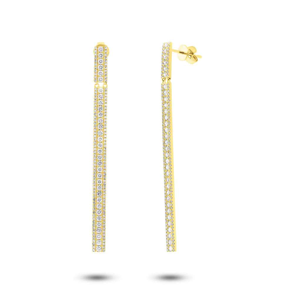 1.76ct 14k Yellow Gold Diamond Bar Earrings