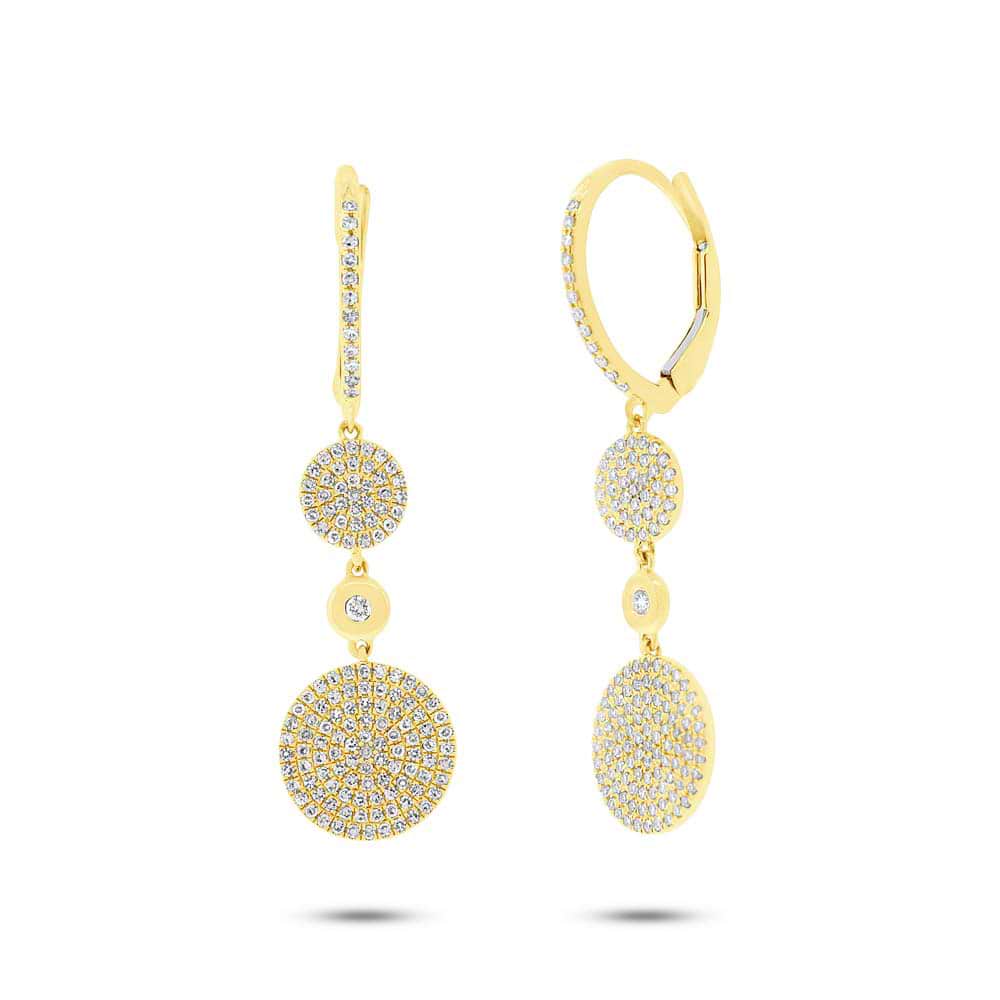 0.57ct 14k Yellow Gold Diamond Pave Circle Earrings
