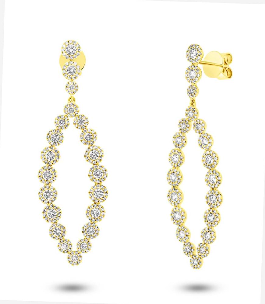 2.95ct 14k Yellow Gold Diamond Earrings