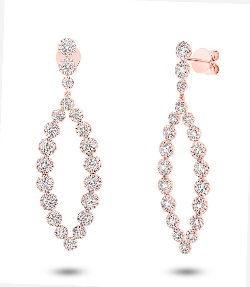 2.95ct 14k Rose Gold Diamond Earrings