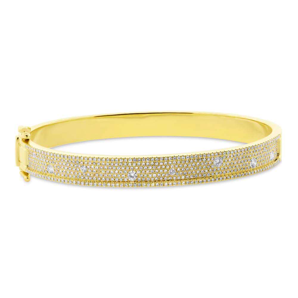 1.47ct 14k Yellow Gold Diamond Bangle Bracelet