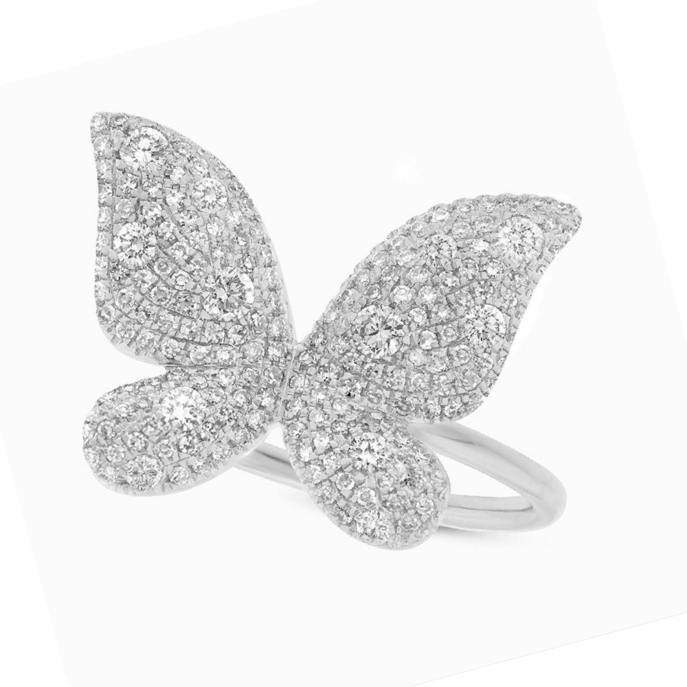 0.72ct 14k White Gold Diamond Butterfly Lady's Ring