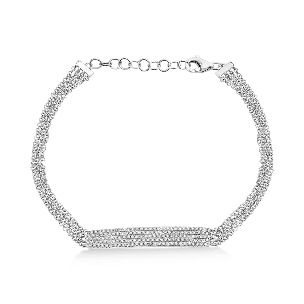 Diamond Pave Bar Link Bracelet 14k White Gold (0.39ct)