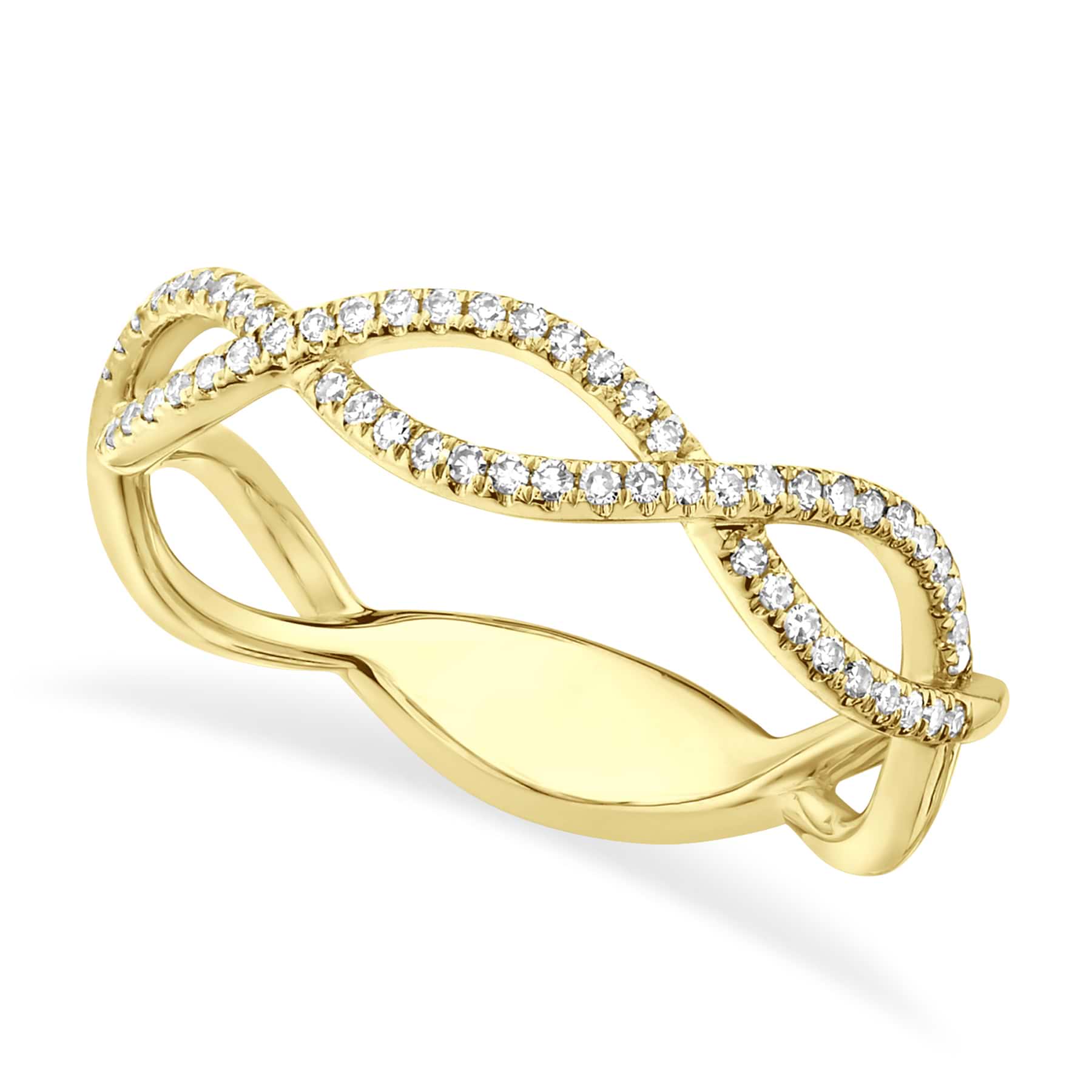Diamond Pave Twisted Infinity Ring 14k Yellow Gold (0.19ct)