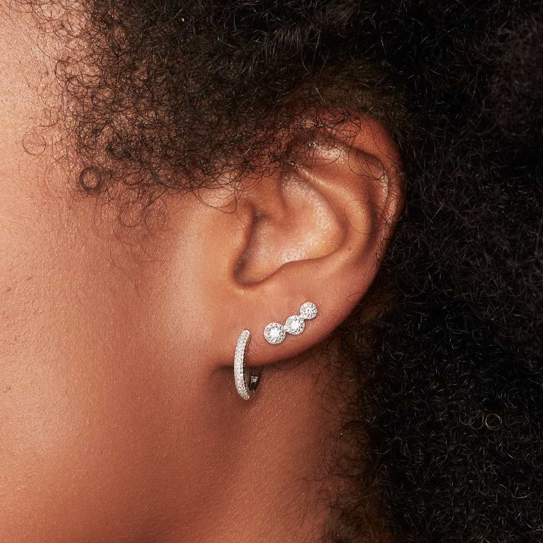 Diamond Pave Mini Hoop Earrings 14k White Gold (0.21ct)