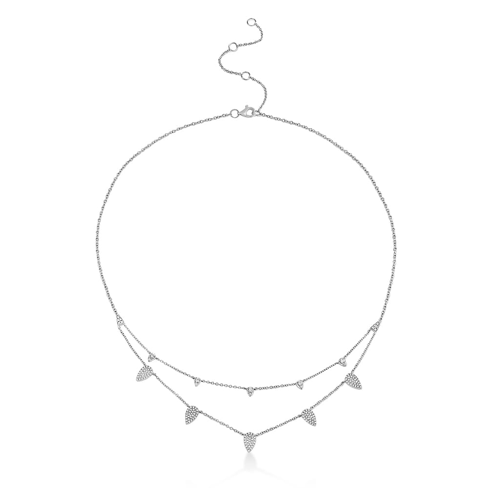Diamond Layered Solitare Necklace 14k White Gold (0.50ct)