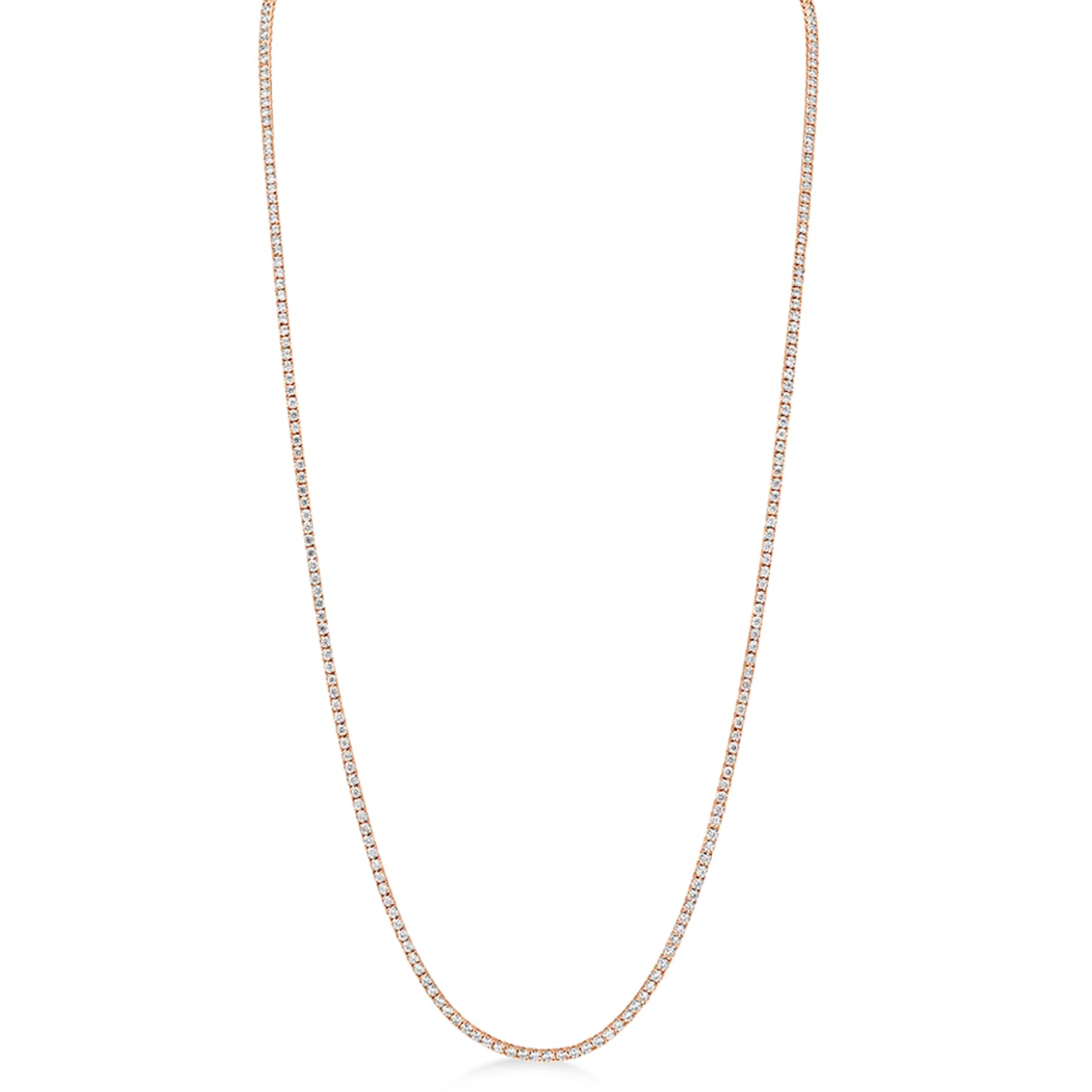 36" Diamond Tennis Necklace 14k Rose Gold (8.70ct)