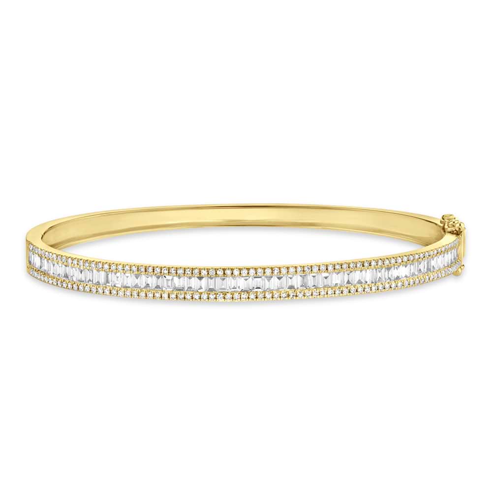 Baguette Diamond Channel Set Bangle Bracelet 14k Yellow Gold (1.74ct)