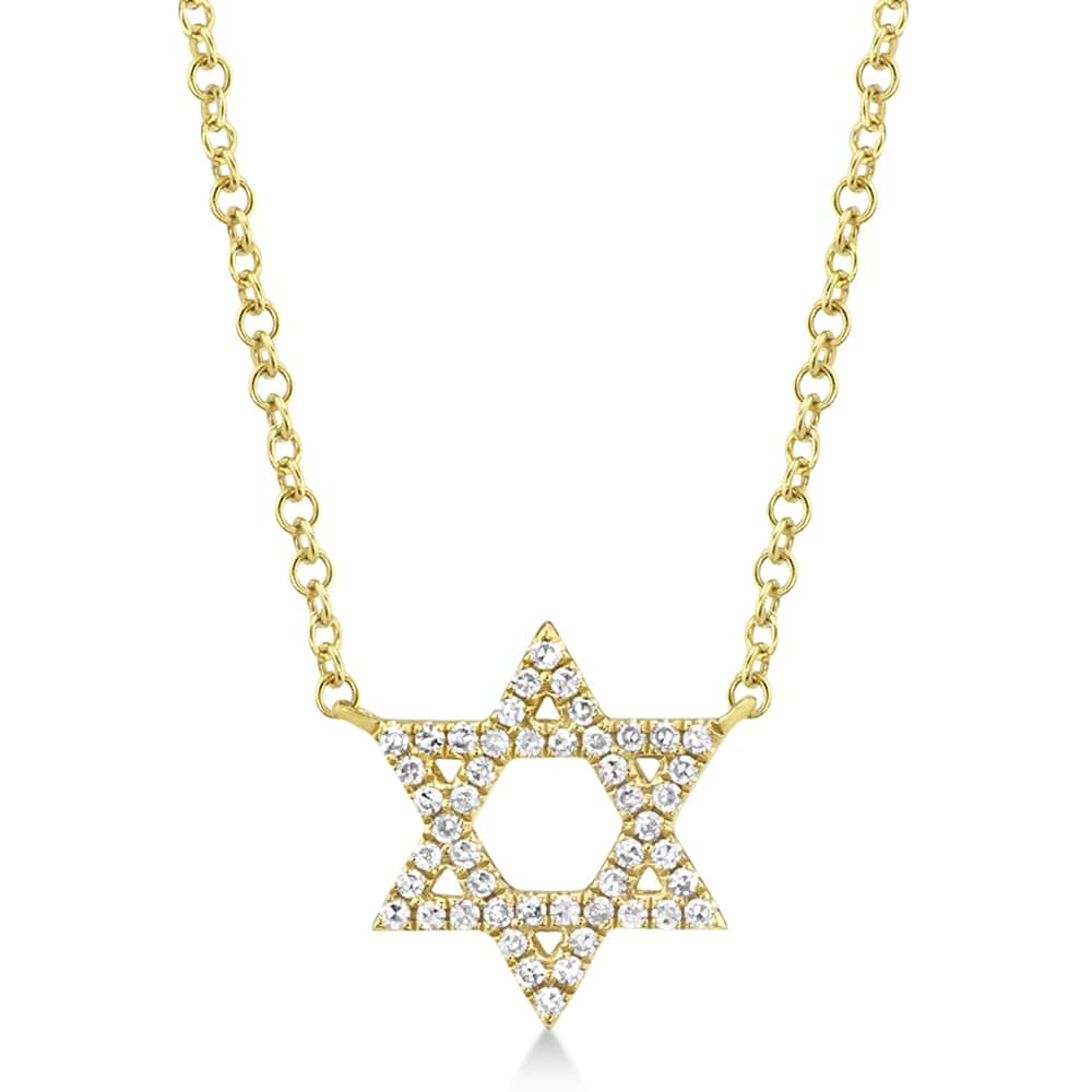 Diamond Star of David Pendant Necklace 14k Yellow Gold (0.11ct)