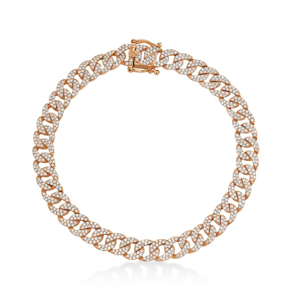 14k Rose Gold Pave Diamond Jumbo Cuban Link Bracelet