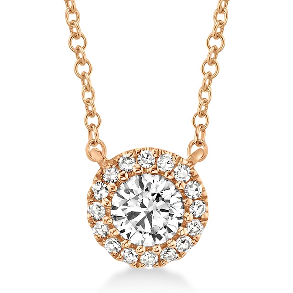 Diamond Halo Pendant Necklace 14k Rose Gold (0.25ct)