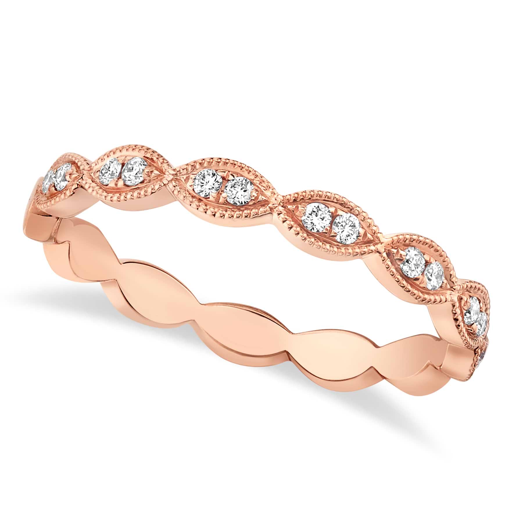 Diamond Accented Antique Style Eternity Band 14k Rose Gold (0.13ct)