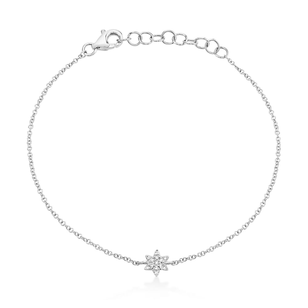 Diamond Star of David Link Bracelet 14k White Gold (0.03ct)