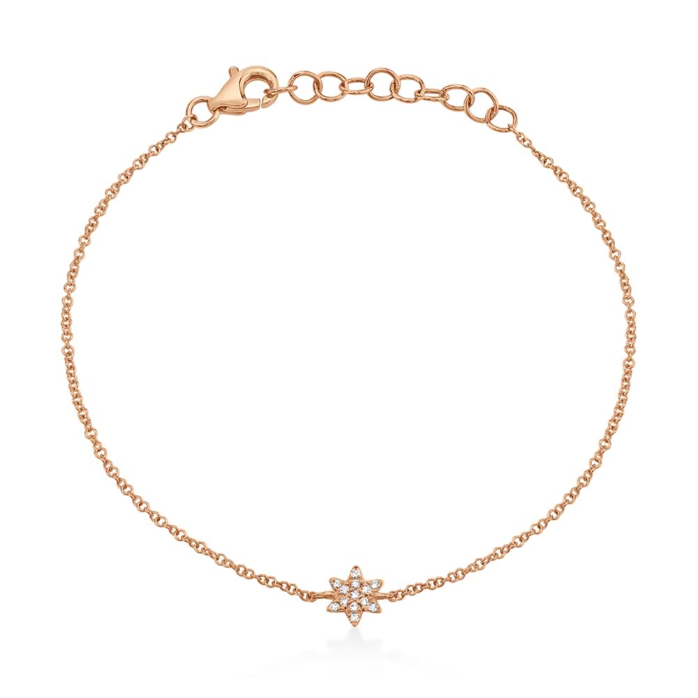 Diamond Star Link Bracelet 14k Rose Gold (0.03ct)