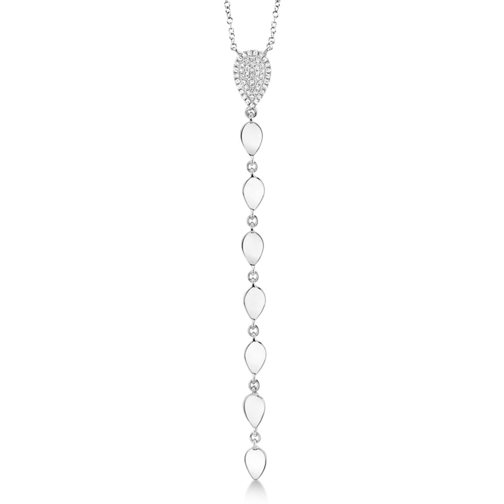 Diamond Pera Lariat Necklace 14k White Gold (0.11ct)