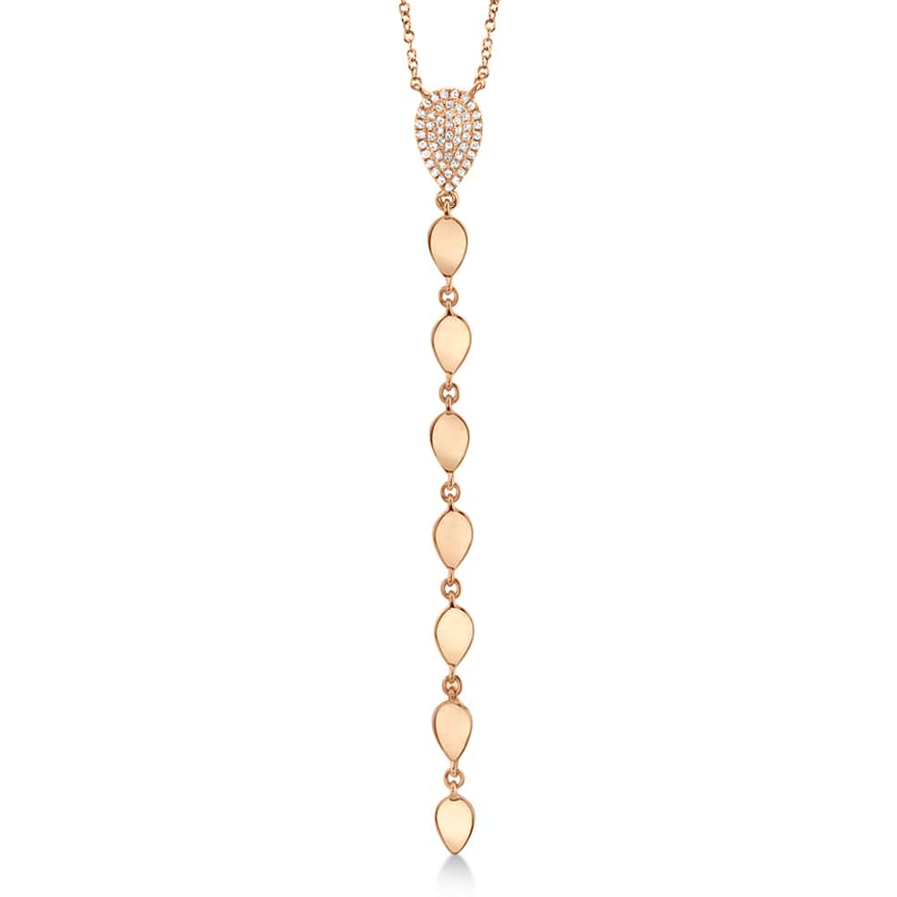 Diamond Pera Lariat Necklace 14k Rose Gold (0.11ct)