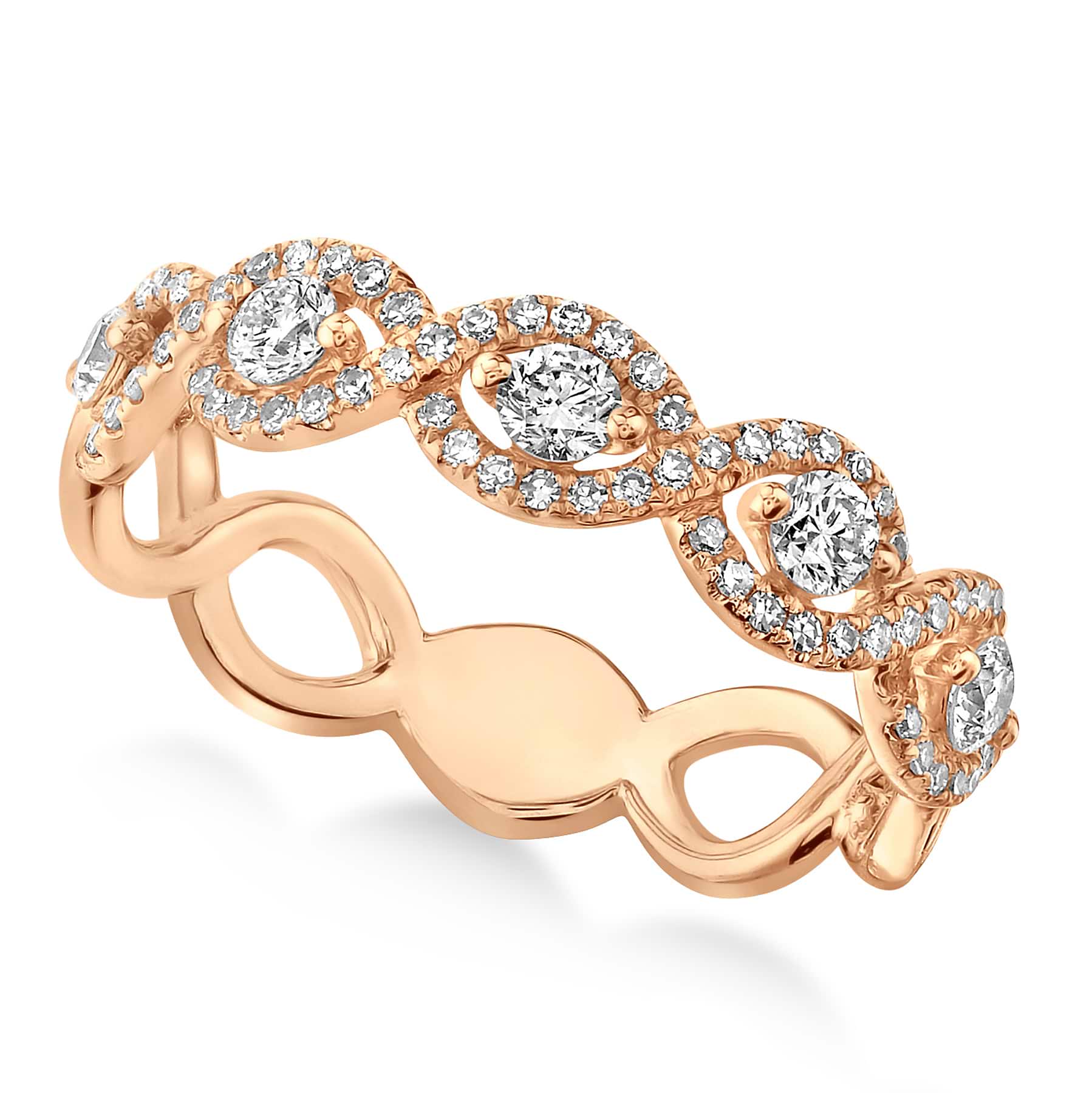 Diamond Accented Halo Twisted Ring 14k Rose Gold (0.57ct)