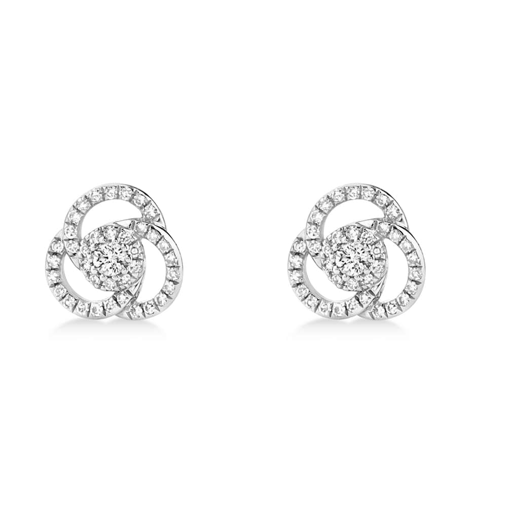 Diamond Love Knot Stud Earrings 14k White Gold (0.32ct)