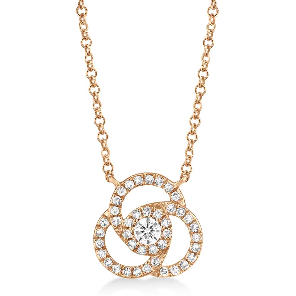 Diamond Love Knot Pendant Necklace 14k Rose Gold (0.20ct)