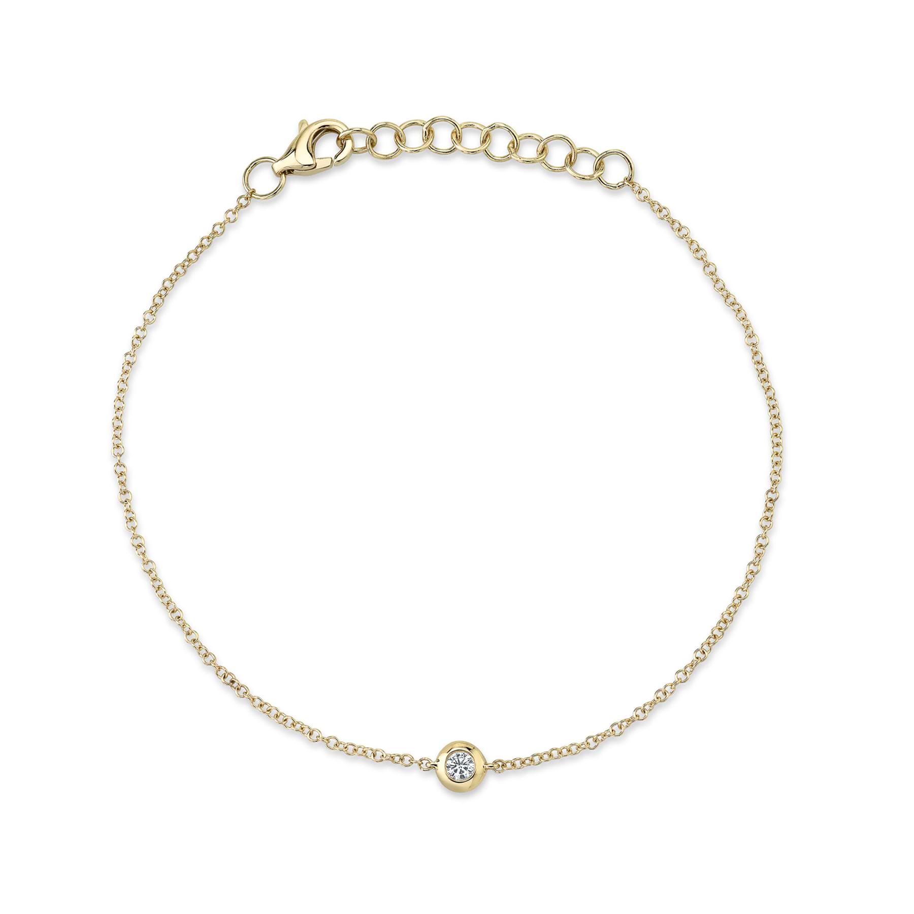 Diamond Bezel Solitare Link Bracelet 14k Yellow Gold (0.06ct)