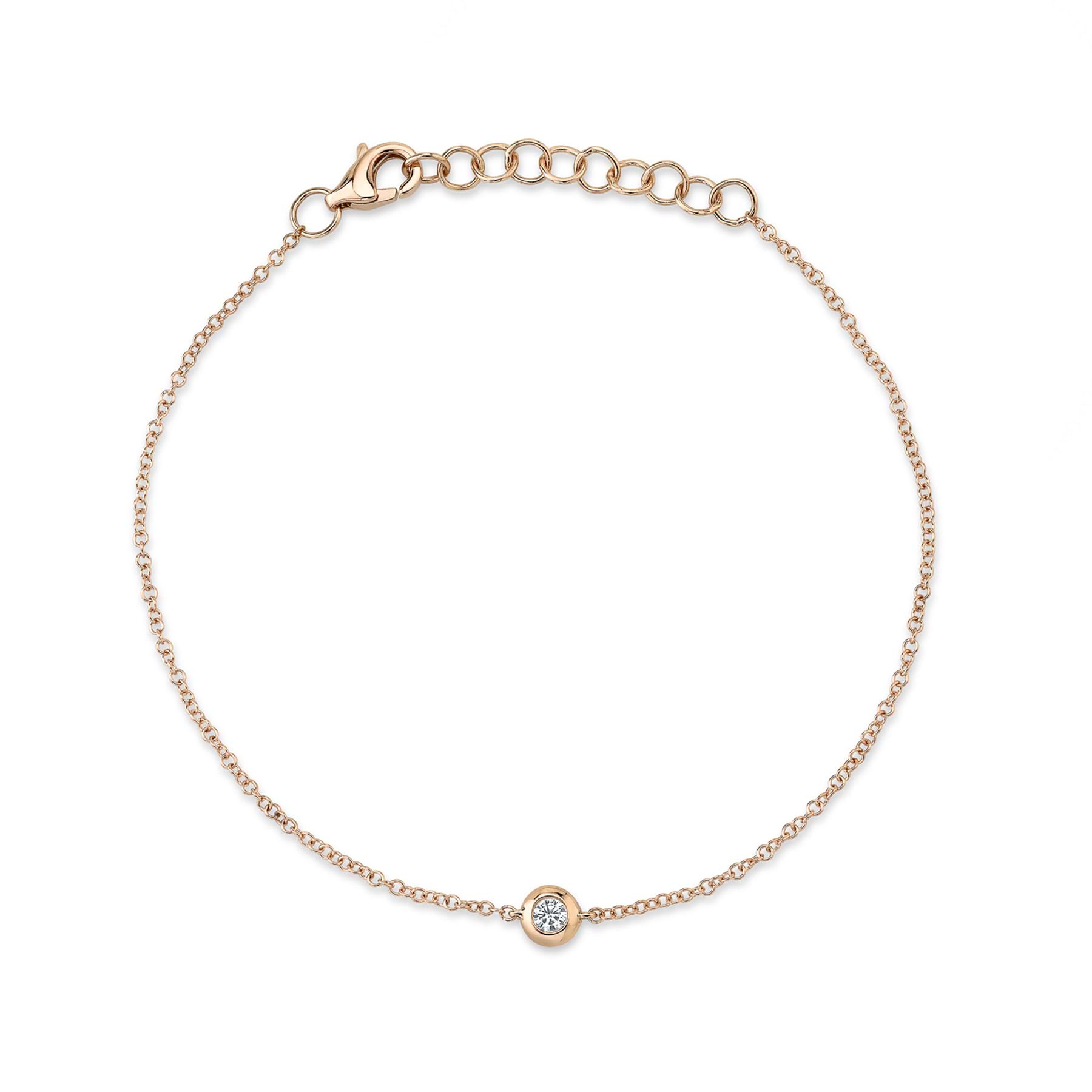 Diamond Bezel Solitare Link Bracelet 14k Rose Gold (0.06ct)