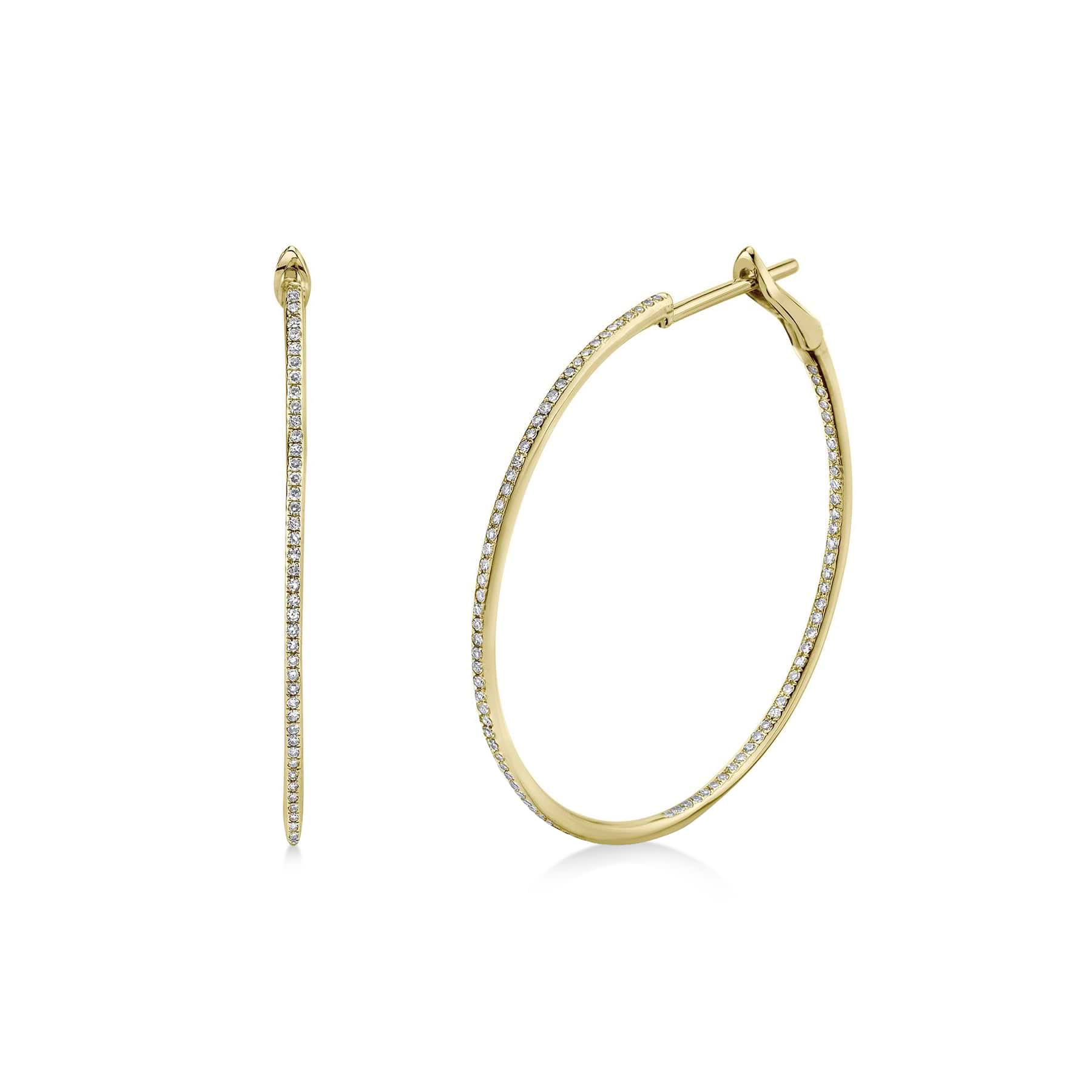 Diamond Inside Out Hoop Earrings 14k Yellow Gold (0.50ct)