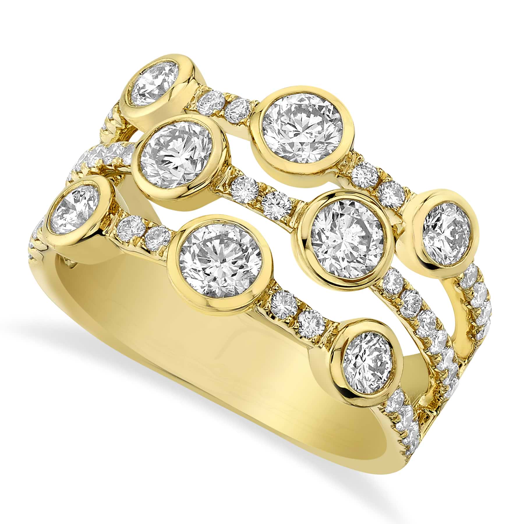 Diamond Bezel & Pave Statement Ring 14k Yellow Gold (1.58ct)