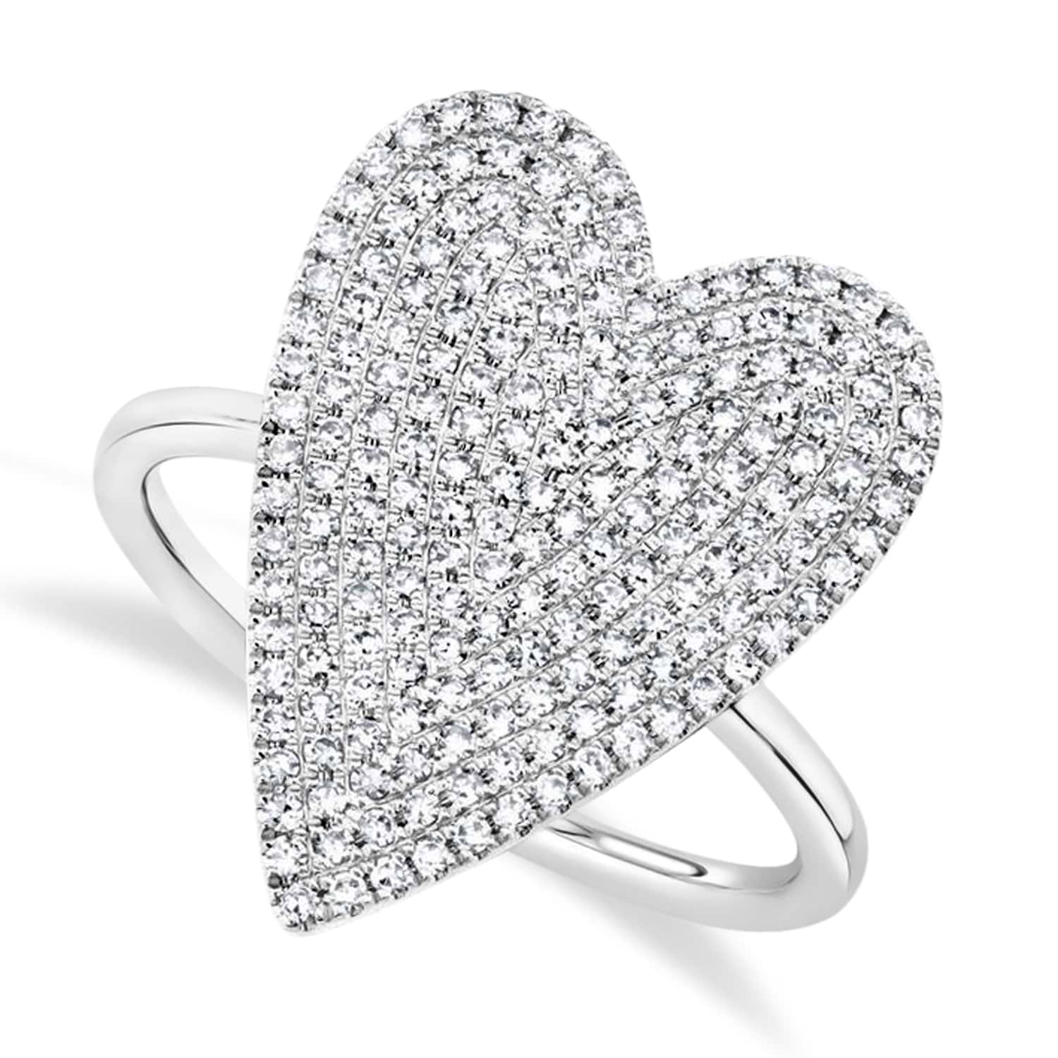 Diamond Modern Pave Elongated Heart Ring 14k White Gold (0.56ct)
