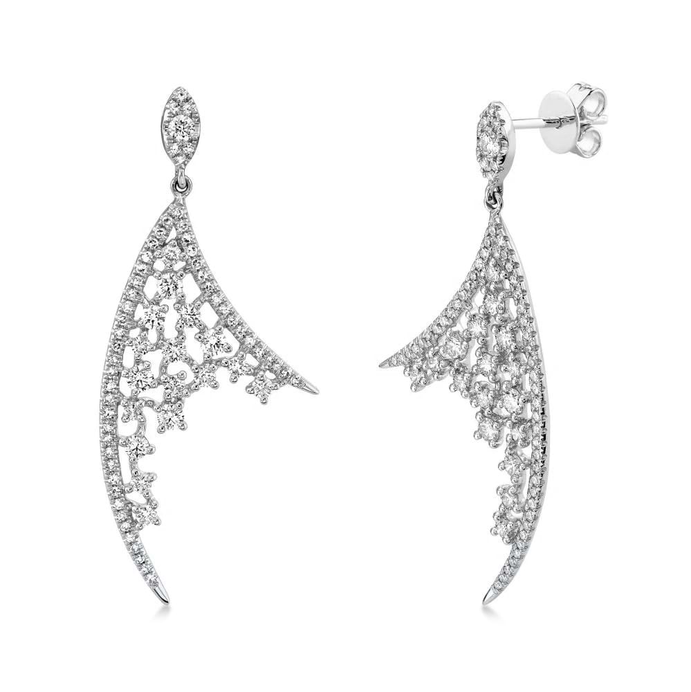 Diamond Drop Chandelier Earrings 14k White Gold (1.17ct)