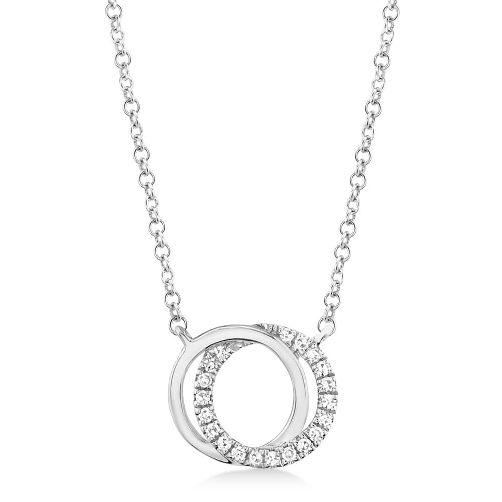 Diamond Accented Love Knot Pendant Necklace 14k White Gold 0.07ct - AZ15667