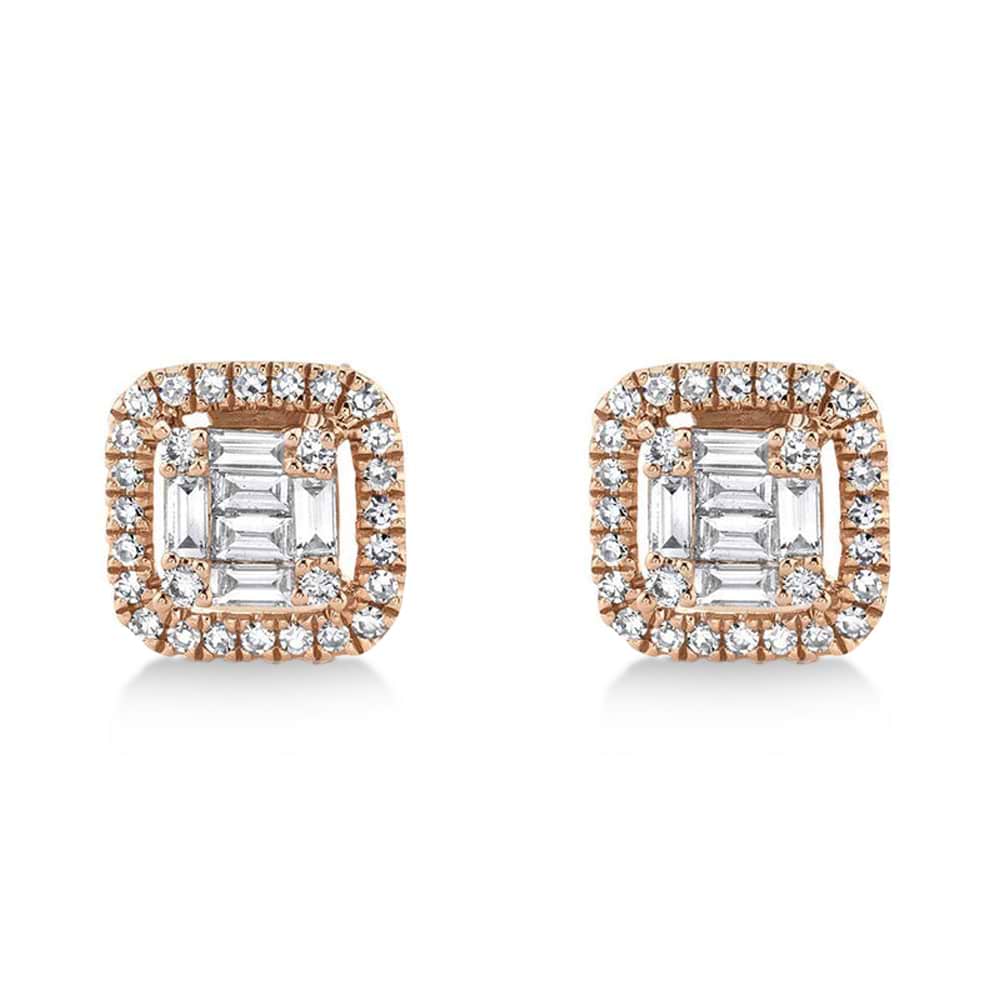 Diamond Baguette Stud Earrings 14k Rose Gold (0.43ct) - AZ15459