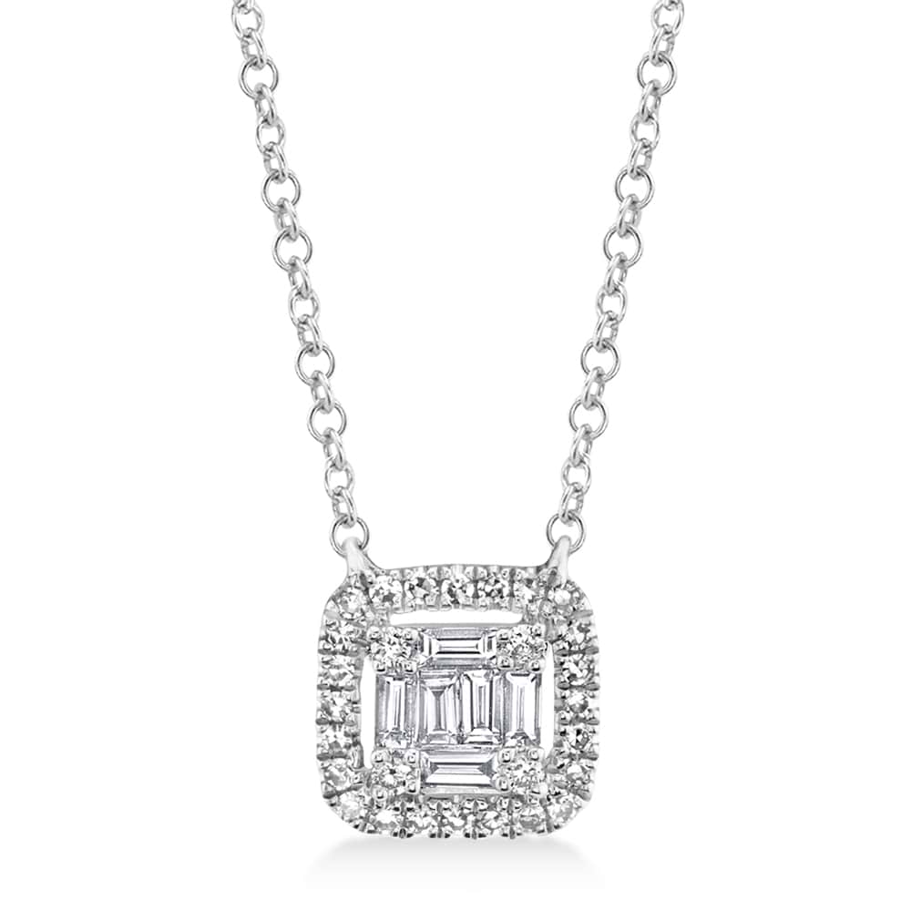 Diamond Baguette Pendant Necklace 14k White Gold (0.22ct)