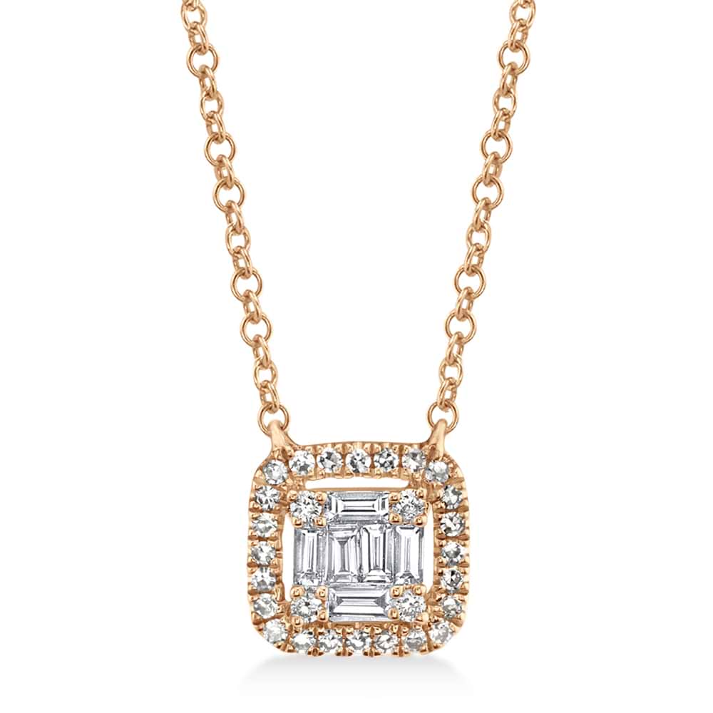Diamond Baguette Pendant Necklace 14k Rose Gold (0.22ct)