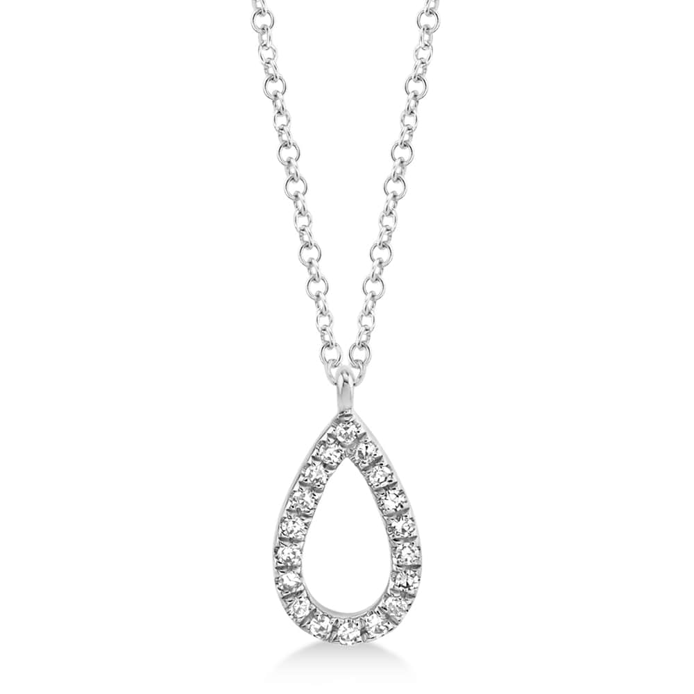 Diamond Pear Pendant Necklace 14k White Gold (0.06ct)