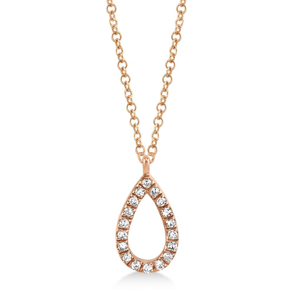 Diamond Pear Pendant Necklace 14k Rose Gold (0.06ct)