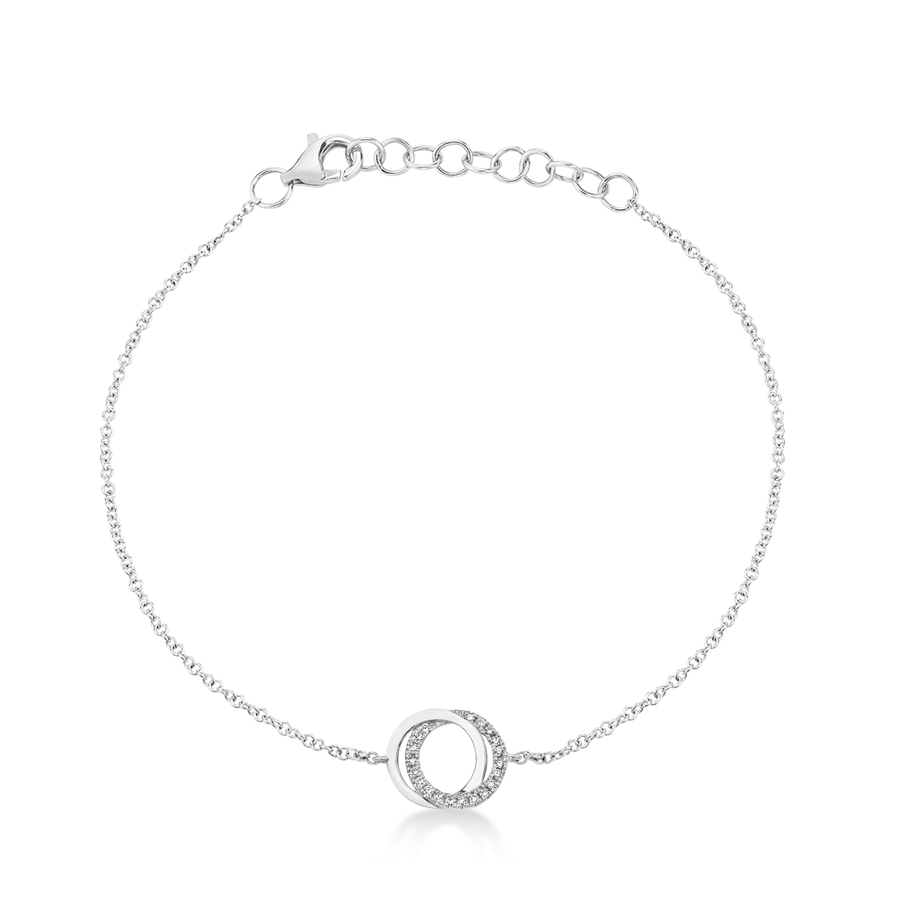 Diamond Love Knot Circle Link Bracelet 14k White Gold (0.07ct)