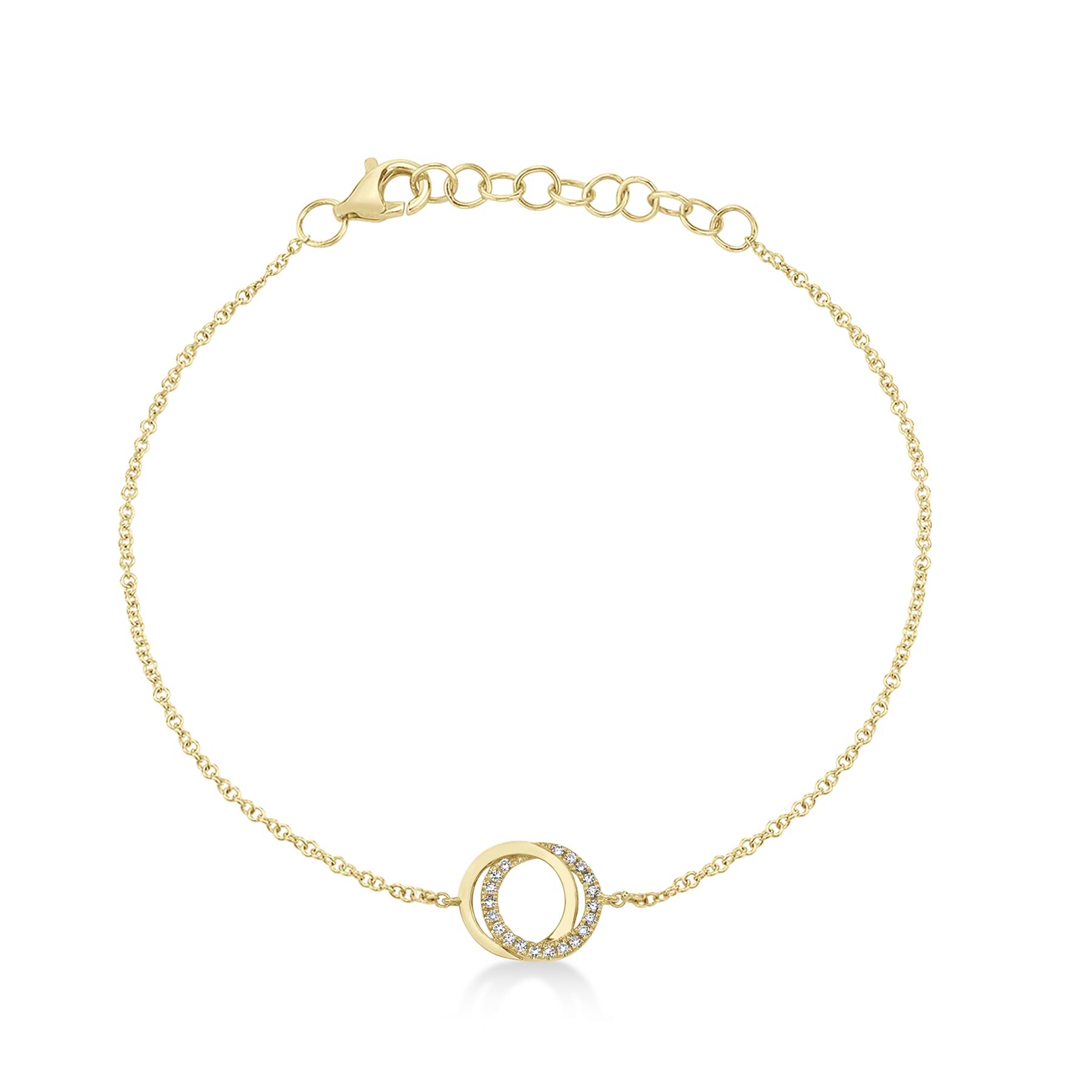 Diamond Love Knot Circle Link Bracelet 14k Yellow Gold (0.07ct)
