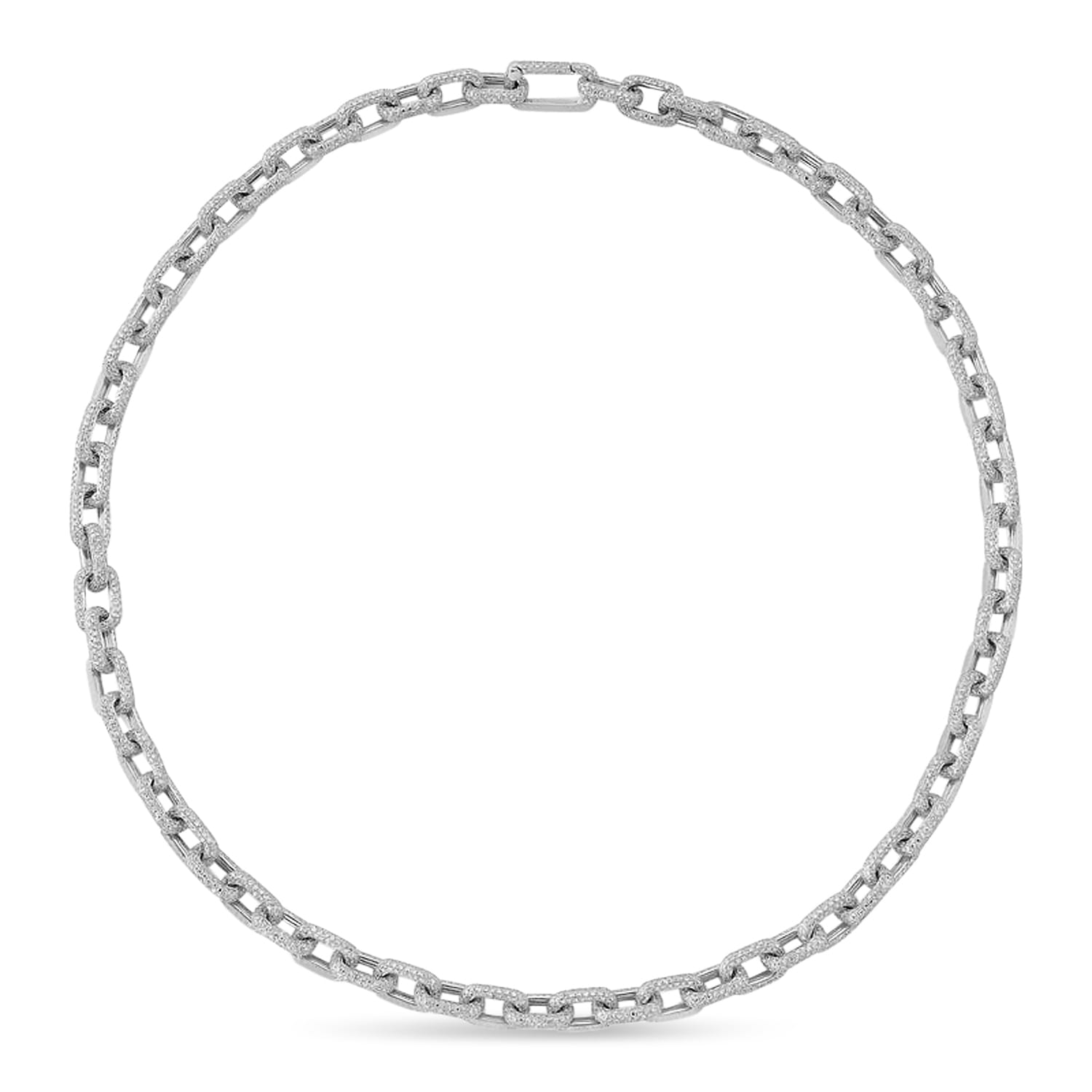 Diamond Pave Link Chain Necklace 14k White Gold (19.30ct)