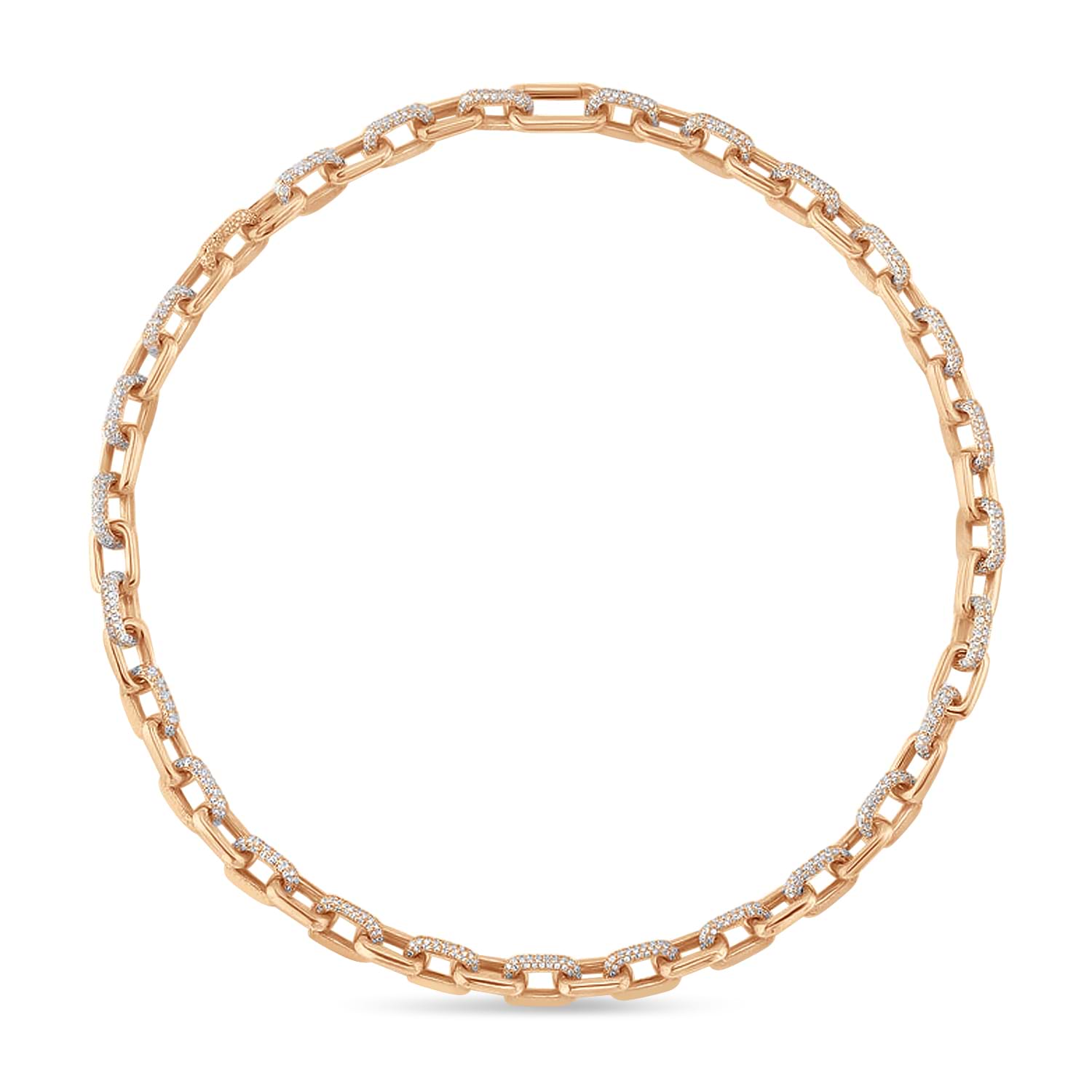 Diamond Pave Link Chain Necklace 14k Rose Gold (7.86ct)
