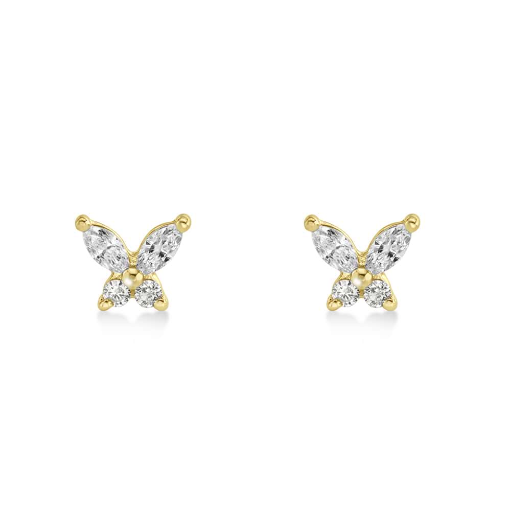 Diamond Butterfly Stud Earrings 14k Yellow Gold (0.29ct)