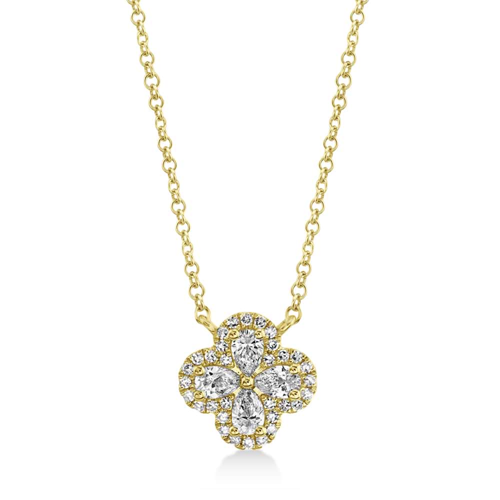 Pear & Round Diamond Clover Necklace 14k Yellow Gold (0.41ct)